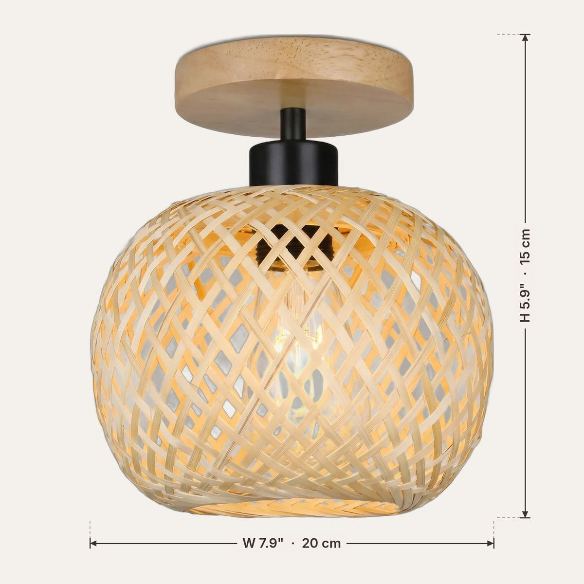Light fixture dimensions in inches and cm