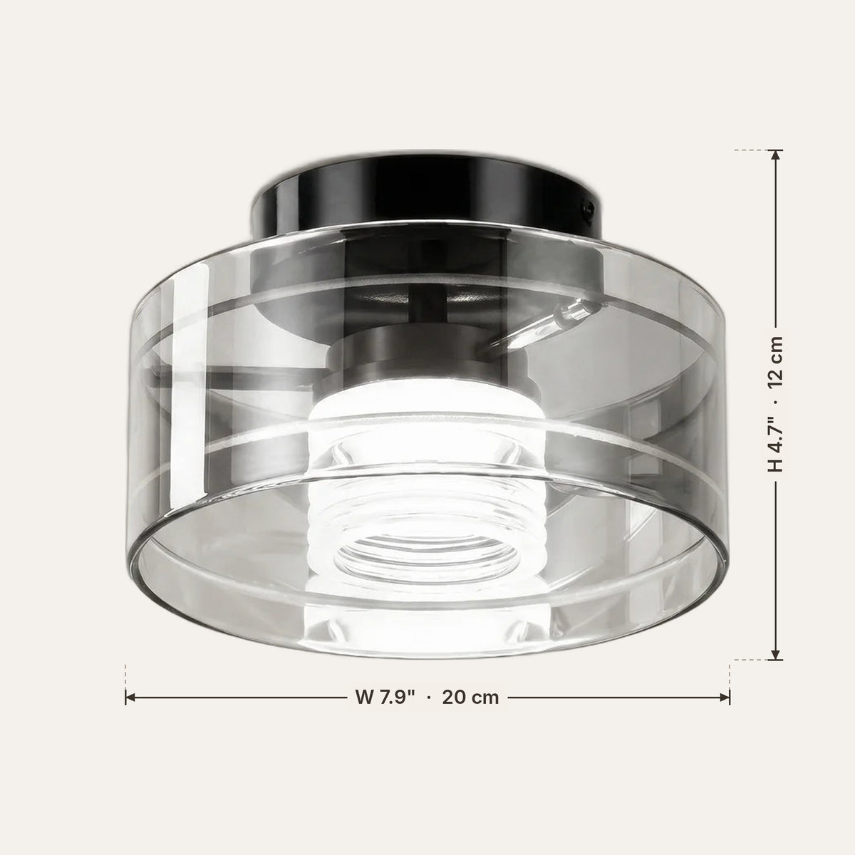 Light fixture dimensions in inches and cm