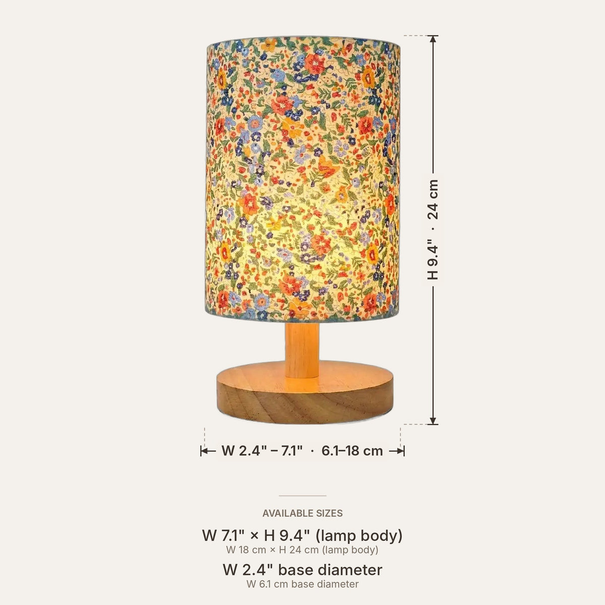 Light fixture dimensions in inches and cm