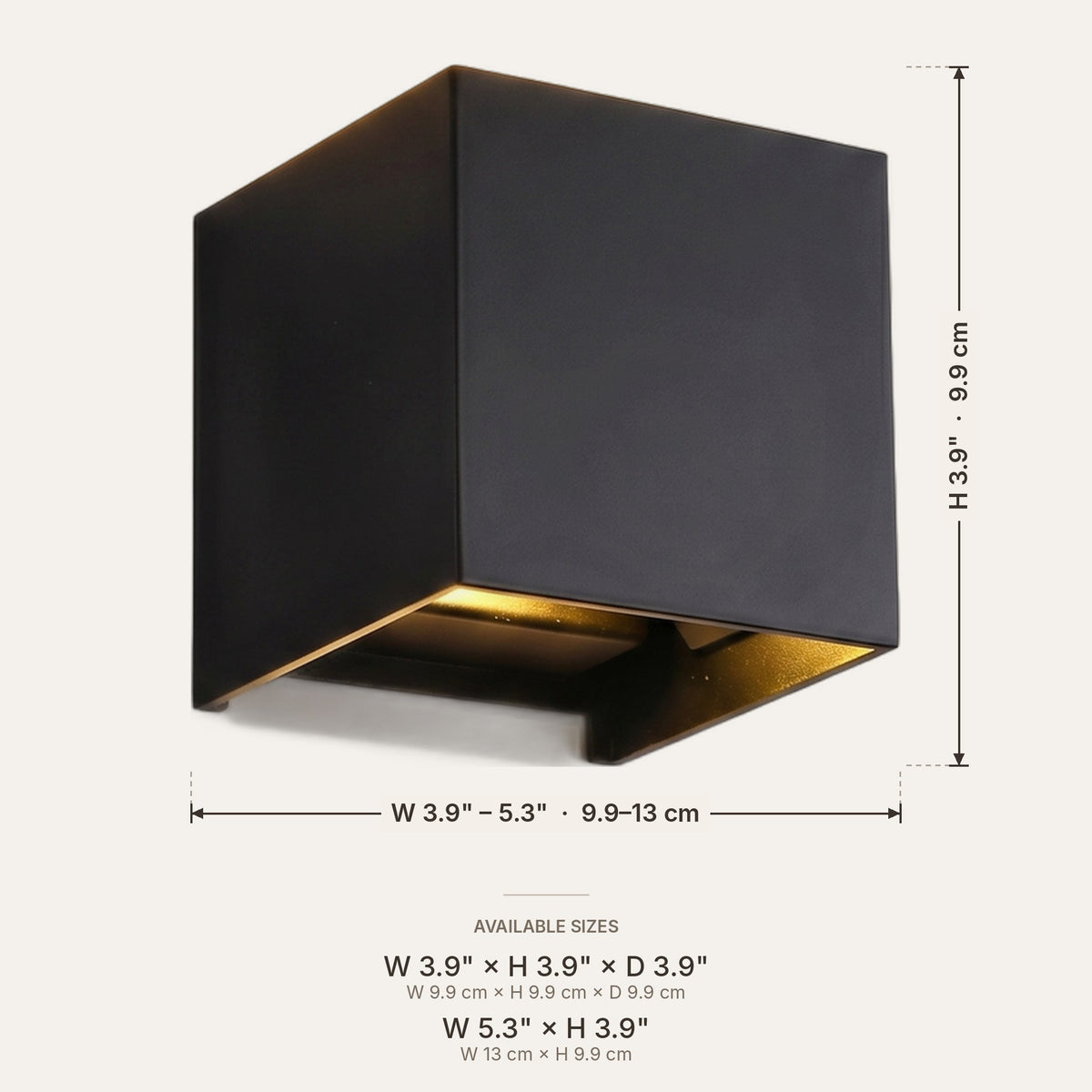 Light fixture dimensions in inches and cm