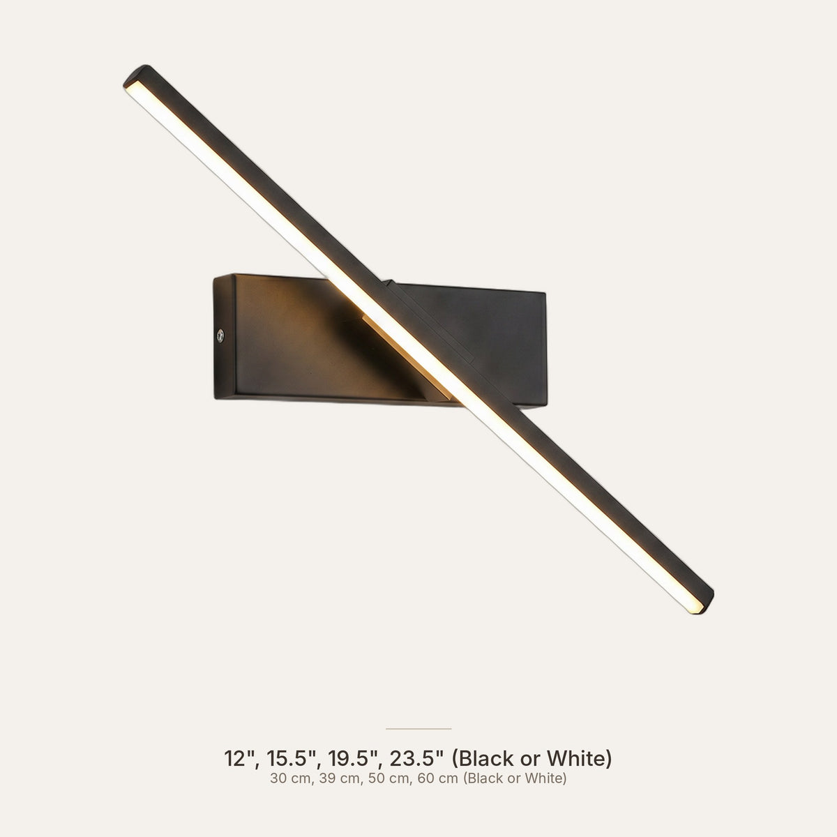 Light fixture dimensions in inches and cm