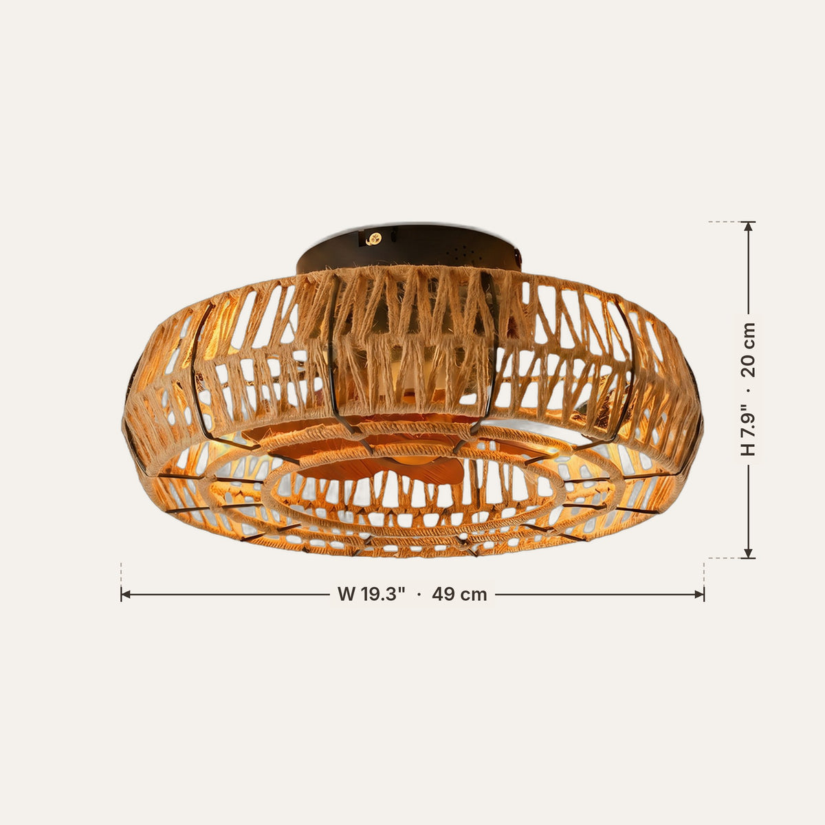 Light fixture dimensions in inches and cm
