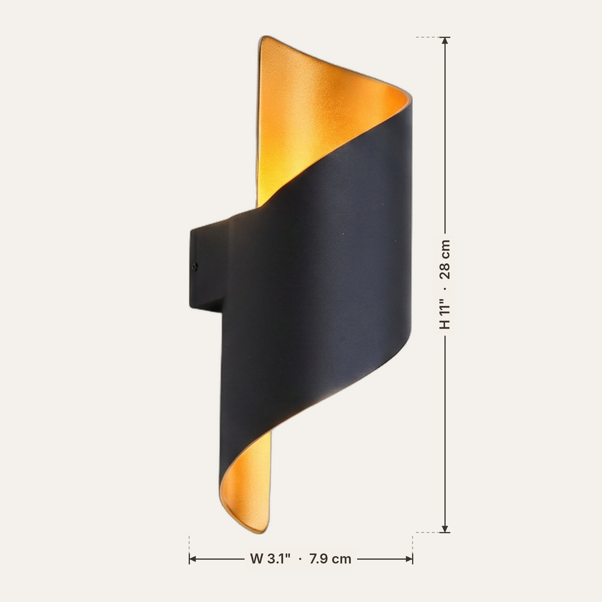 Light fixture dimensions in inches and cm
