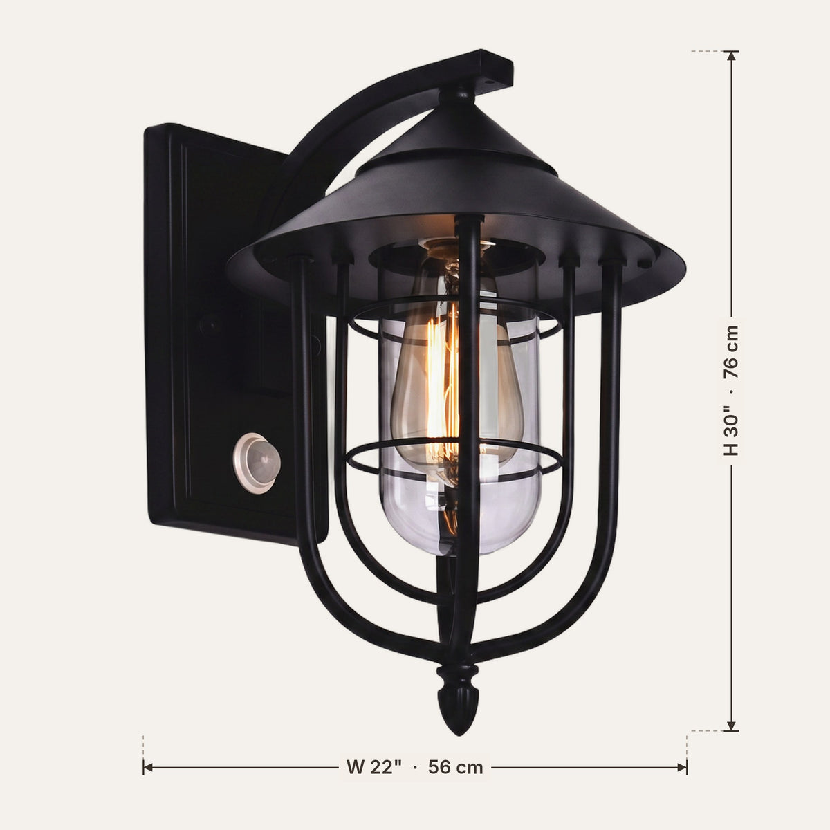 Light fixture dimensions in inches and cm