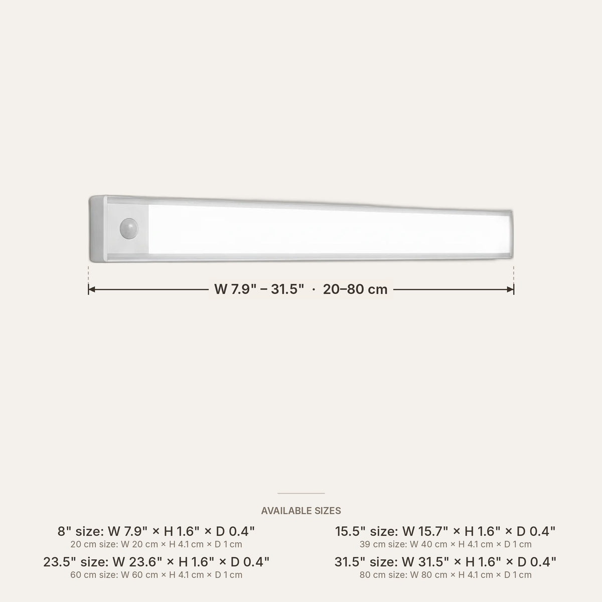 Light fixture dimensions in inches and cm