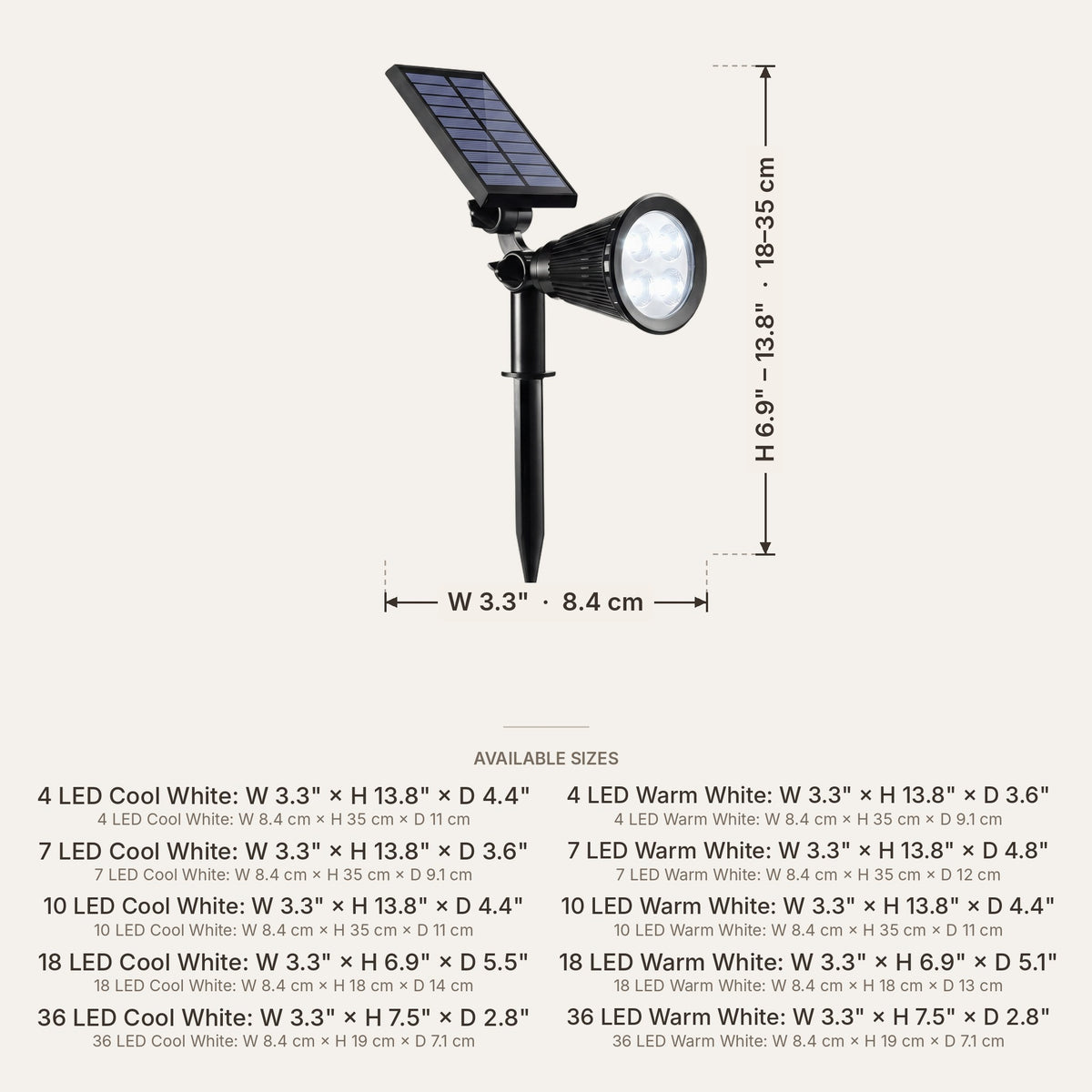 Light fixture dimensions in inches and cm