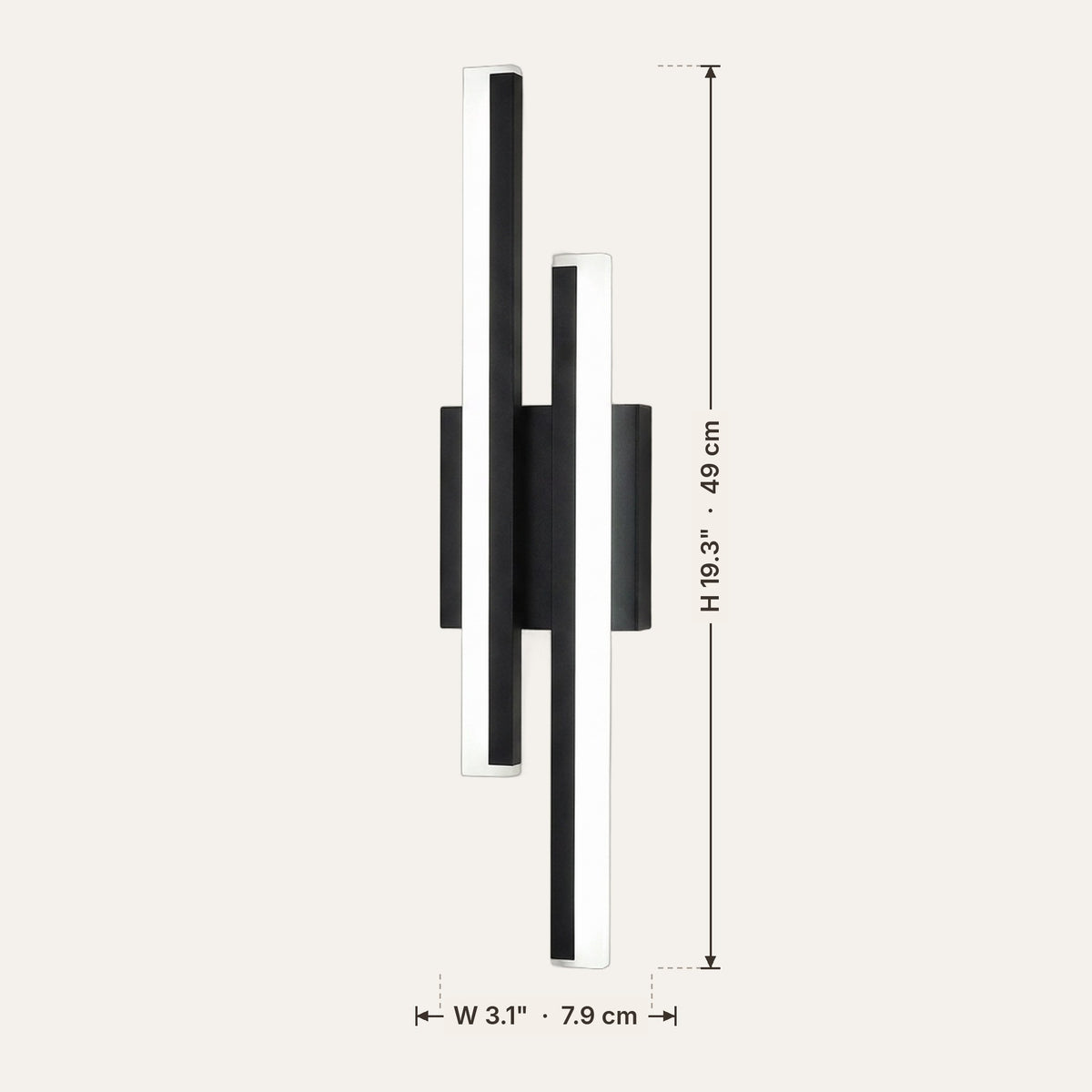 Light fixture dimensions in inches and cm