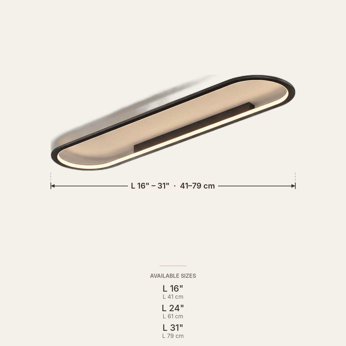 Ovalis dimensions in inches and cm