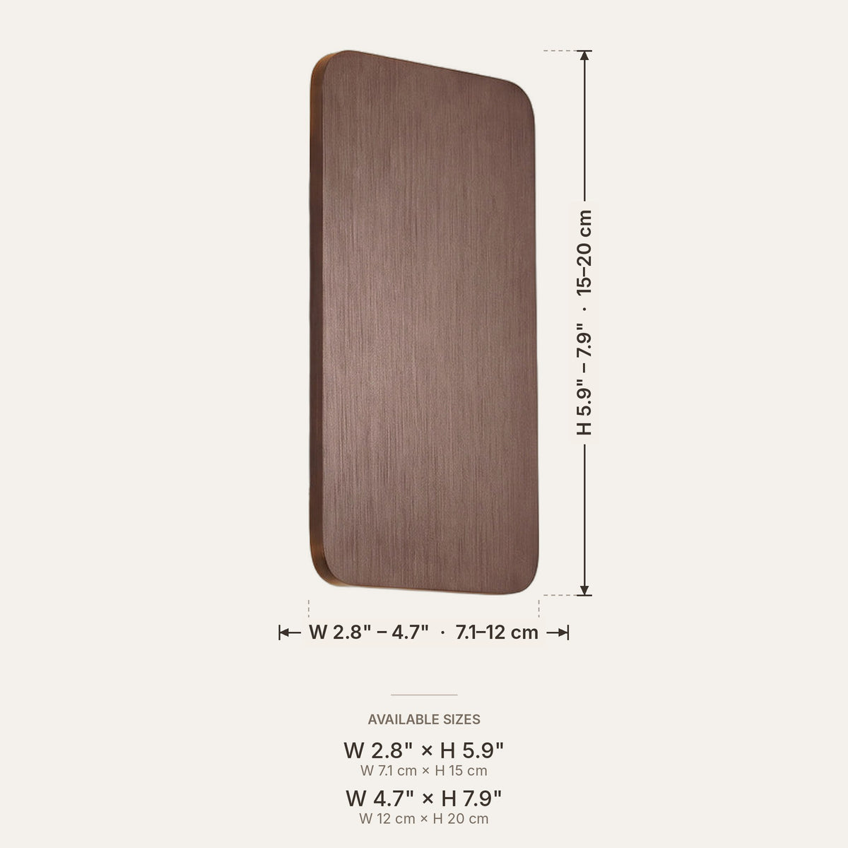 Quadra dimensions in inches and cm