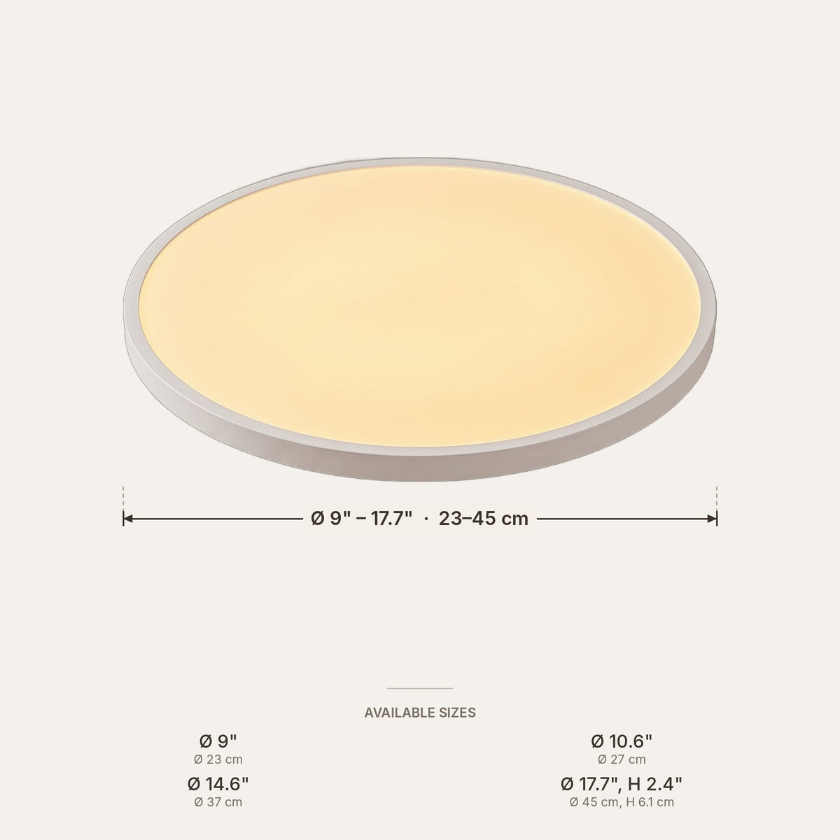 Disca dimensions in inches and cm