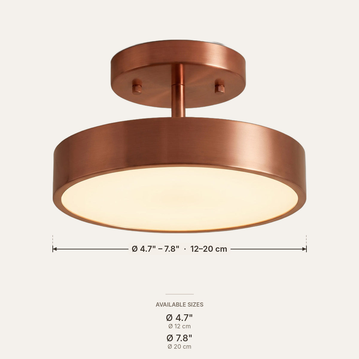 Cuivre dimensions in inches and cm