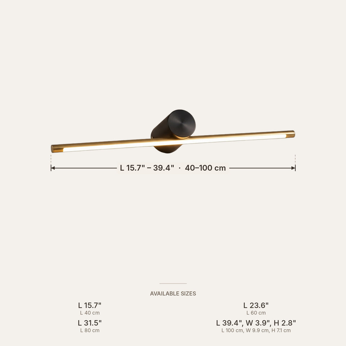 Vanita dimensions in inches and cm