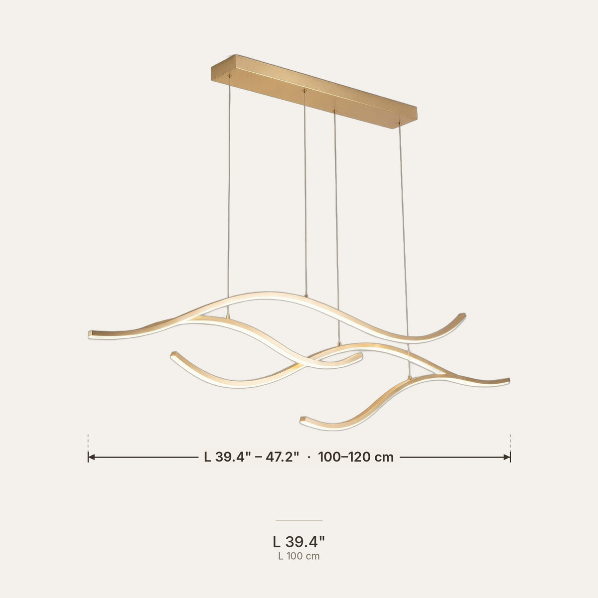 Soffio dimensions in inches and cm