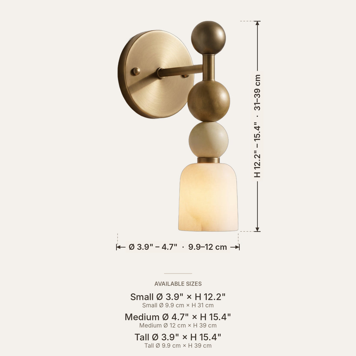 Totem dimensions in inches and cm