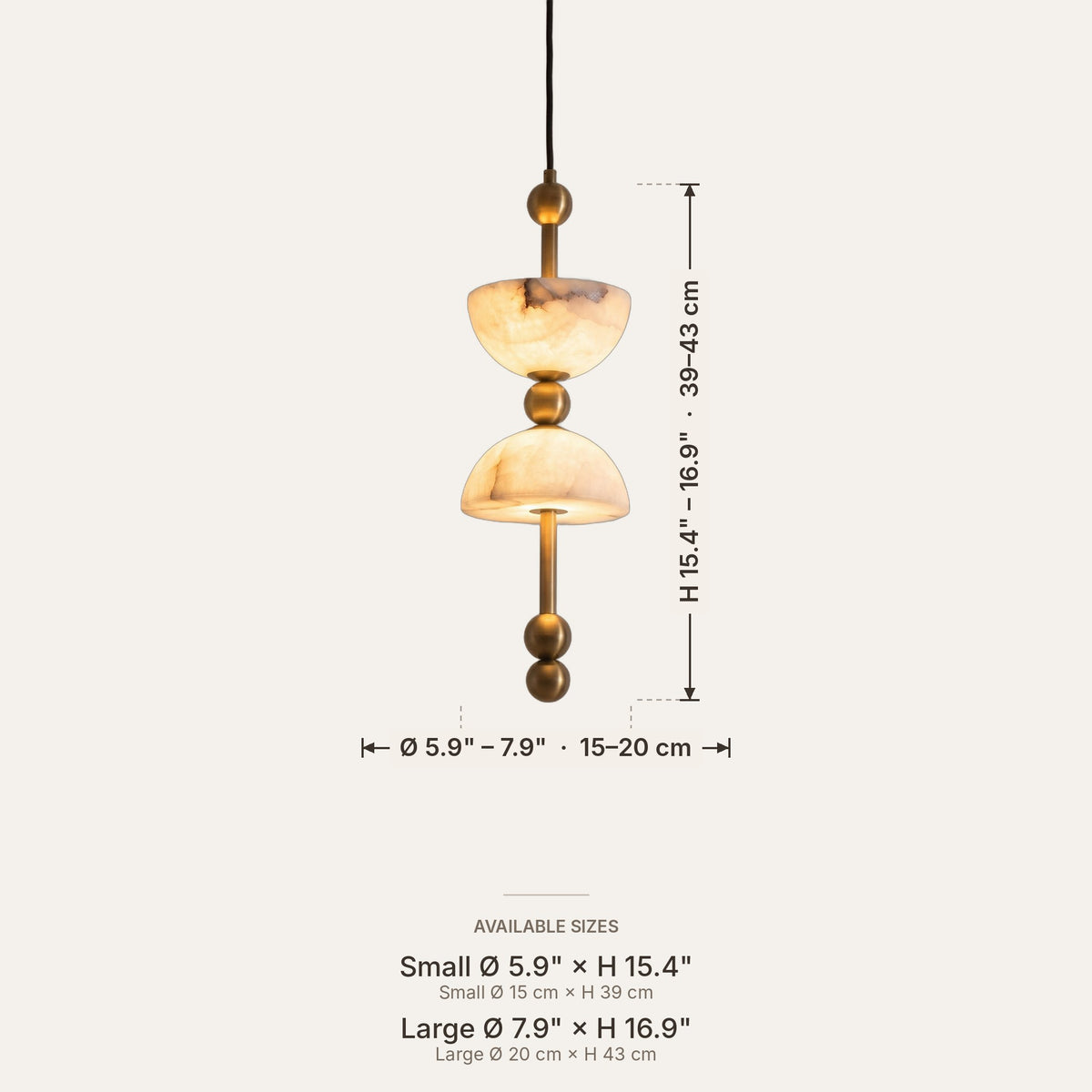 Perle dimensions in inches and cm