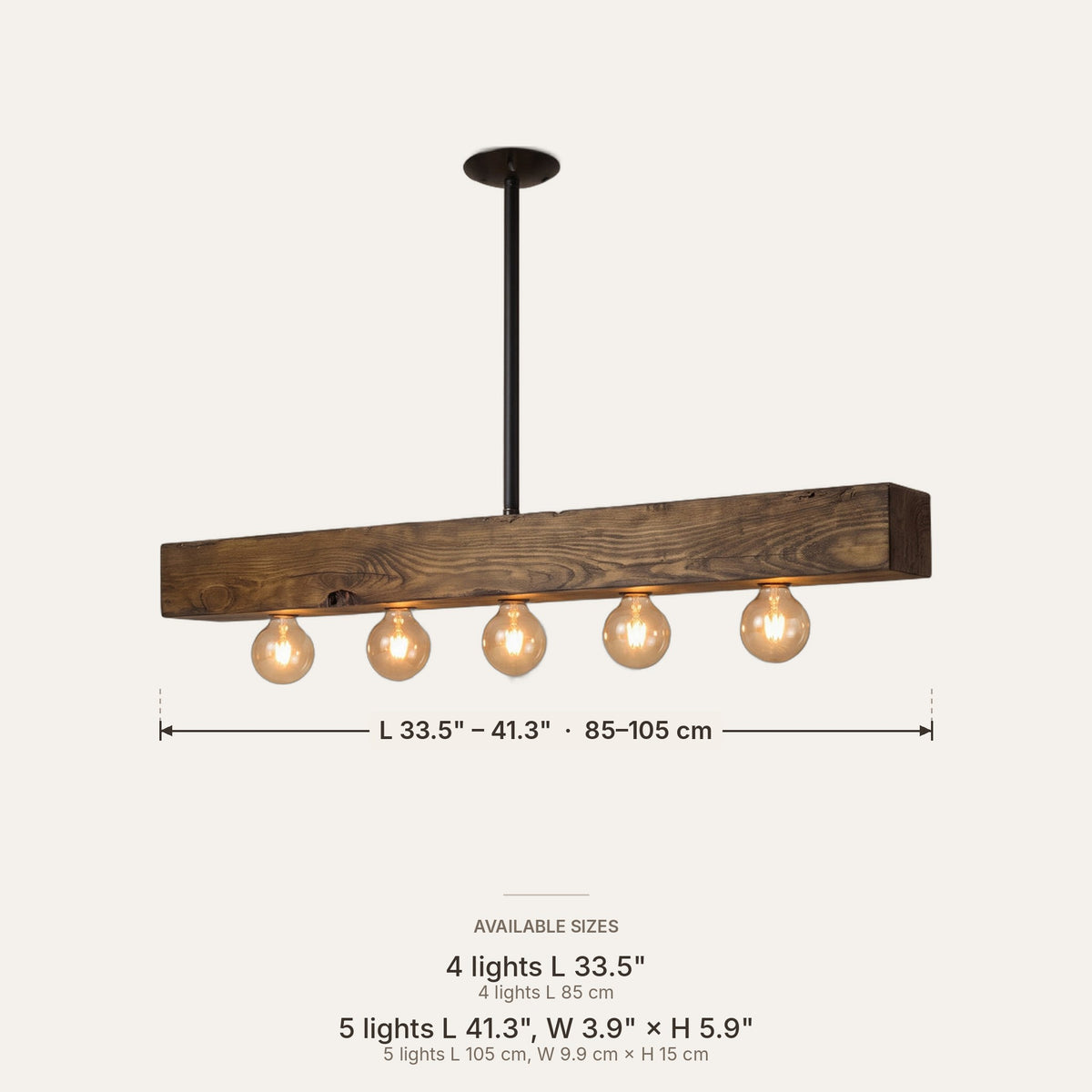Poutre dimensions in inches and cm