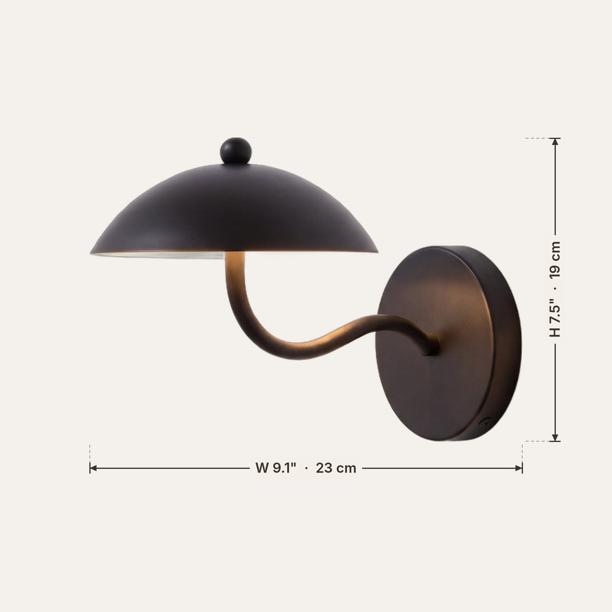 Onde dimensions in inches and cm