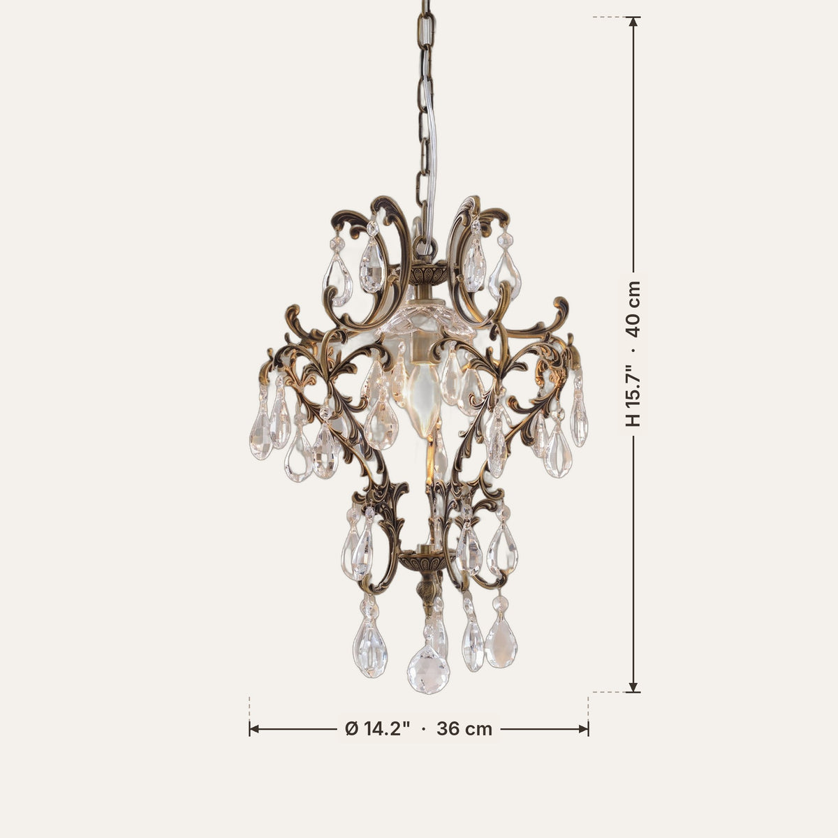 Larme dimensions in inches and cm