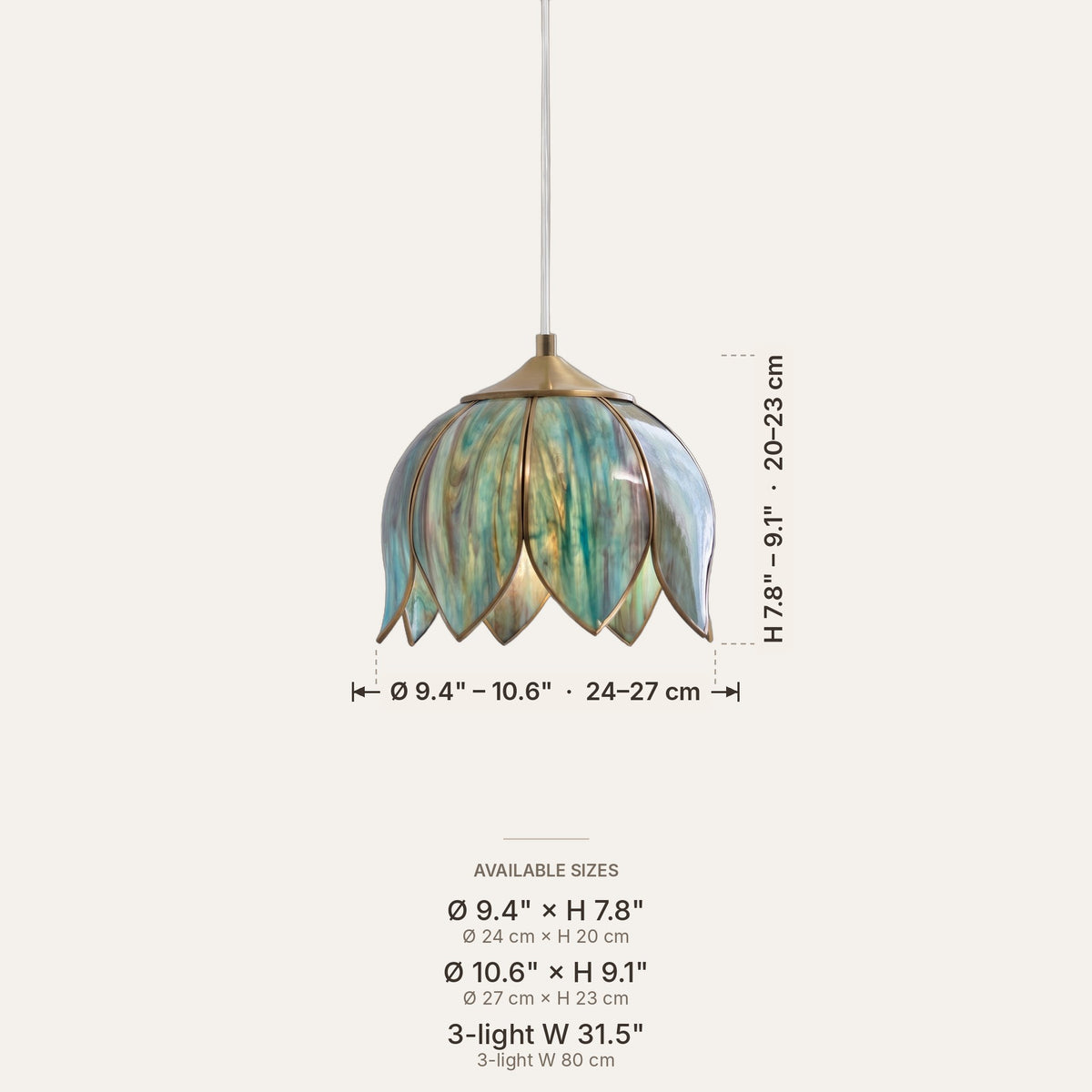 Lotus dimensions in inches and cm