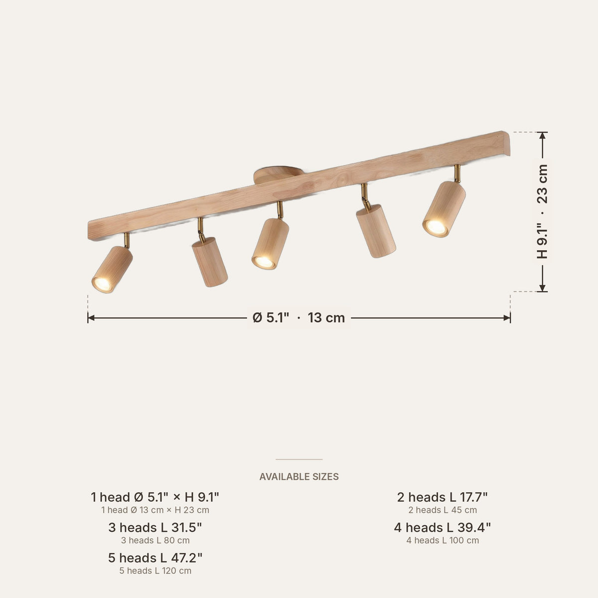Tronc dimensions in inches and cm