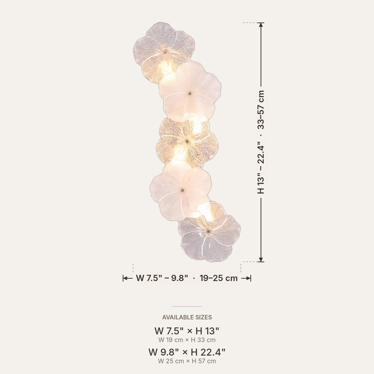 Fleuron dimensions in inches and cm
