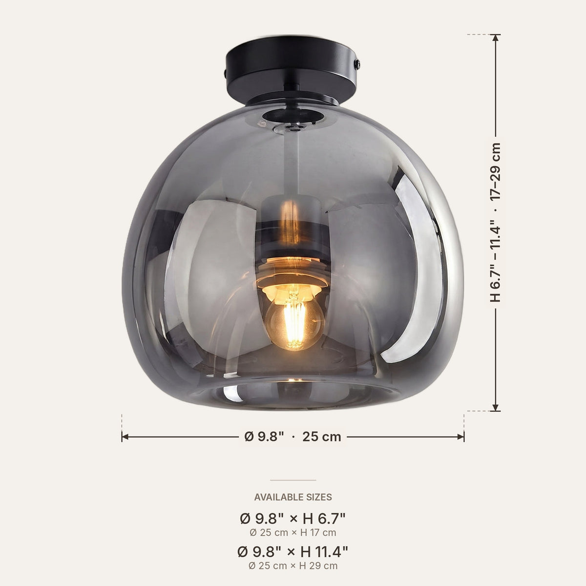Cloche dimensions in inches and cm