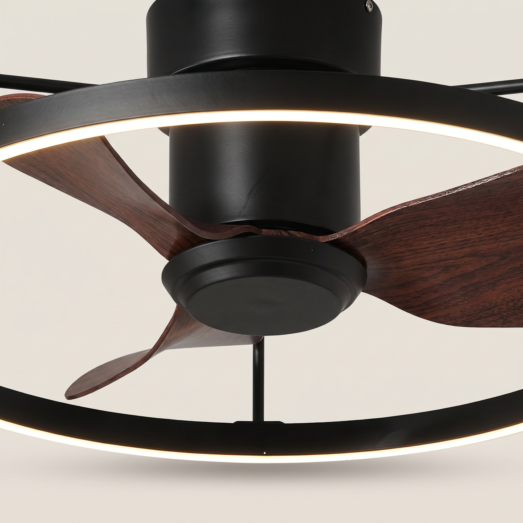 Iron Walnut Flush Mount Silent Motor LED Ceiling Light Fan