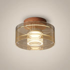 Walnut Wood Aluminum Adjustable Color Temperature LED Flush Mount Ceiling Light