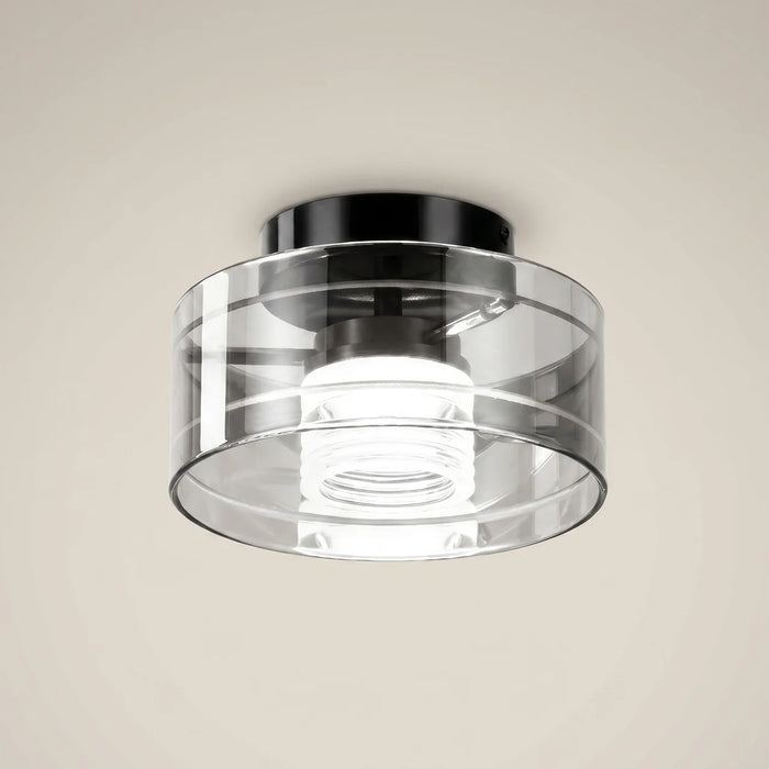 Walnut Wood Aluminum Adjustable Color Temperature LED Flush Mount Ceiling Light