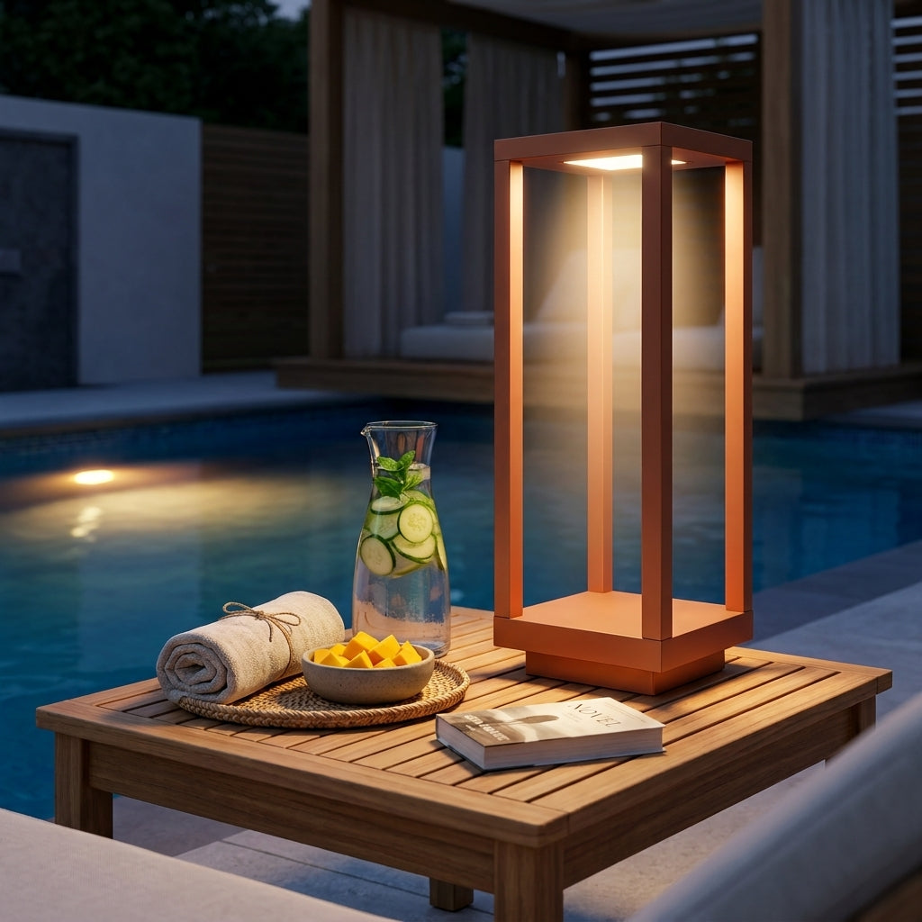 Metal White Square Pillar Touch-Control Adjustable Color Temperature Table Lamp