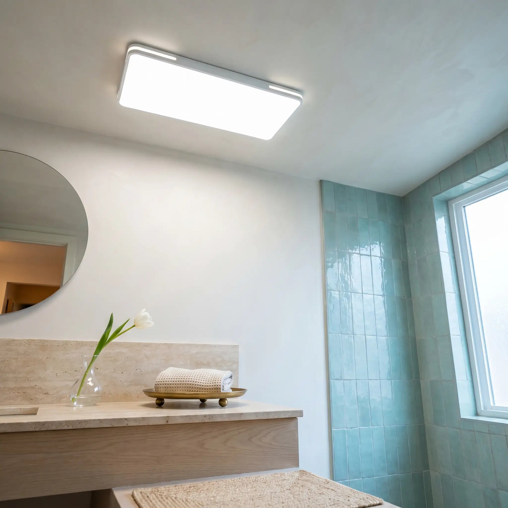Lifestyle scene — Minimalist Modern White PVC Iron Voice Control LED Ceiling Light