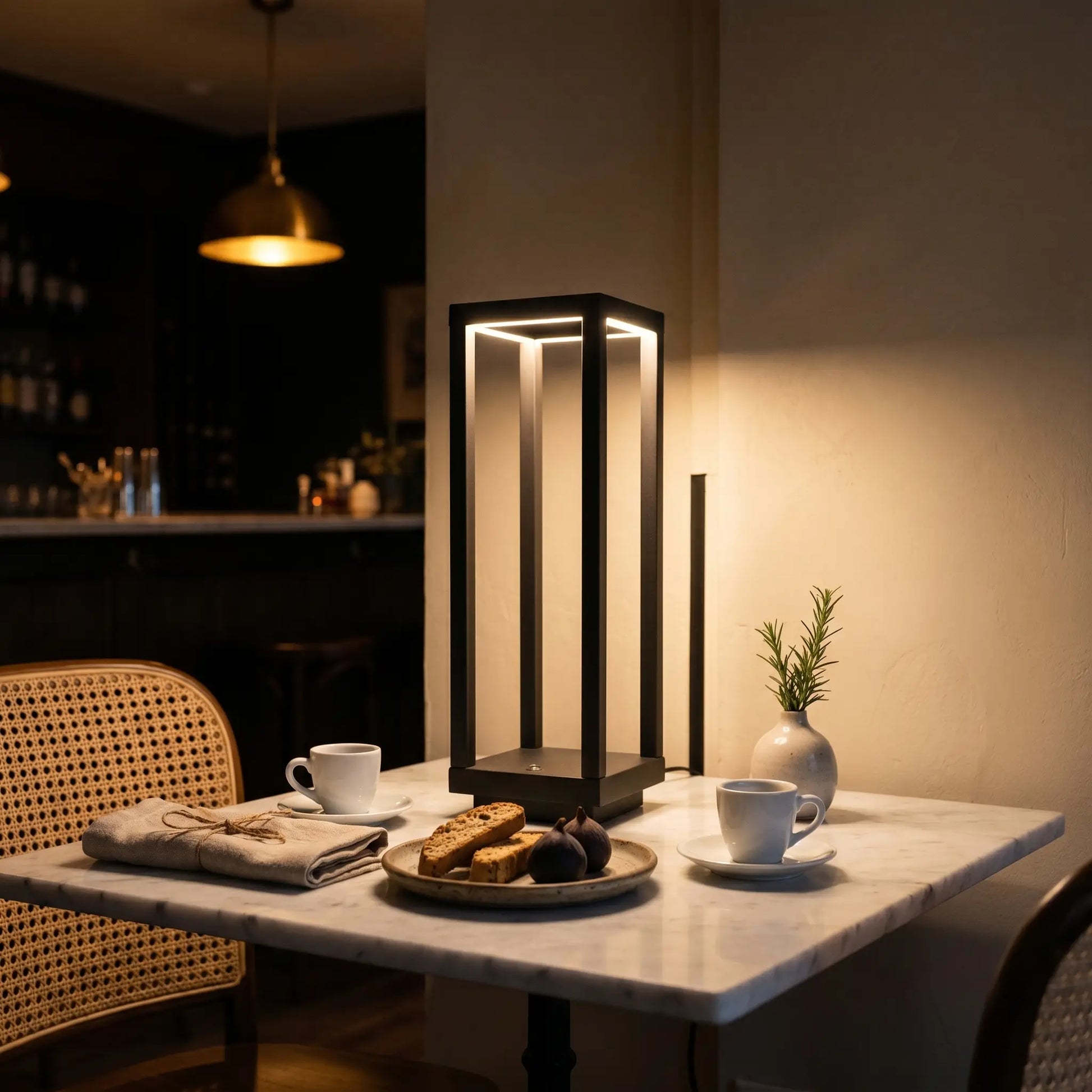 Lifestyle scene — Metal White Square Pillar Touch-Control Adjustable Color Temperature Table Lamp