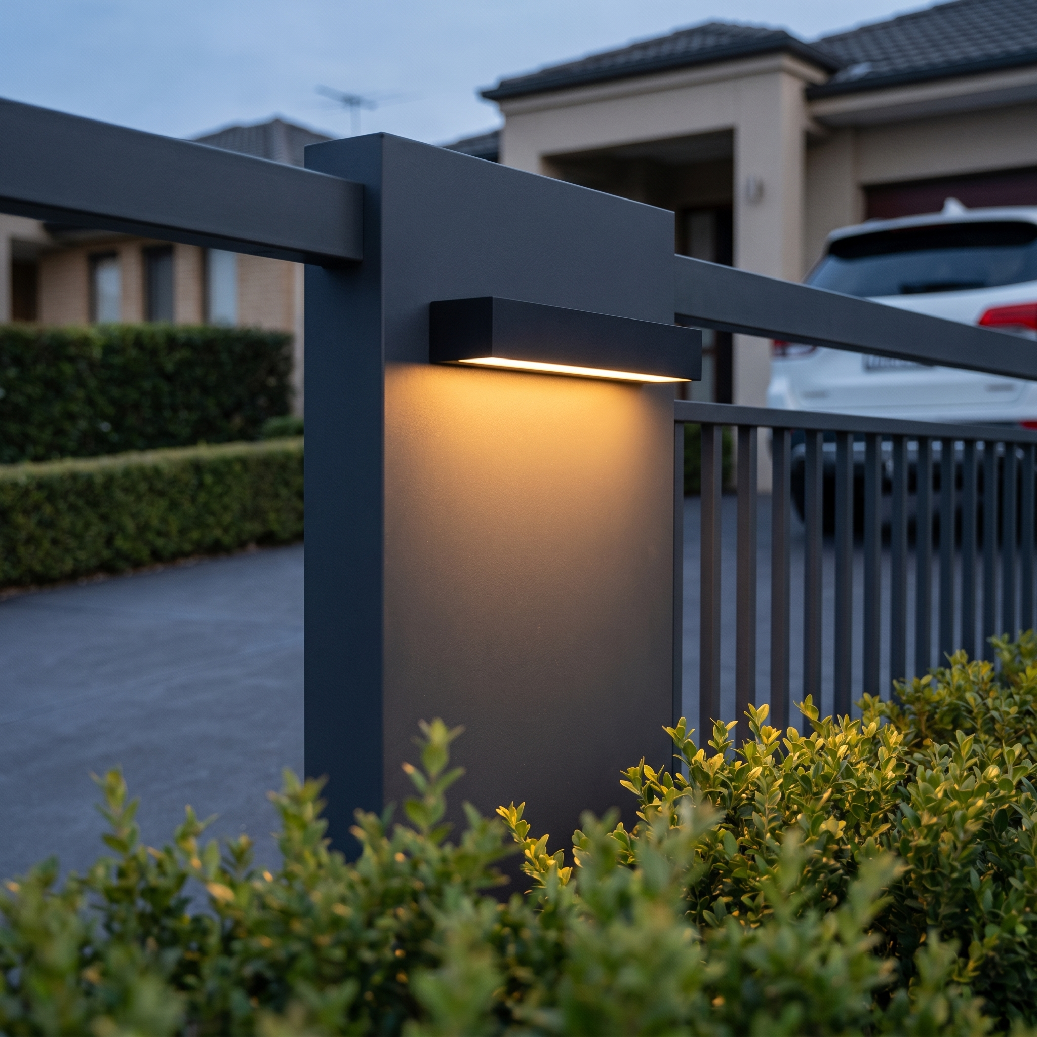 Lifestyle scene — Black Die-Cast Aluminum Linear LED 12W Outdoor Wall Light