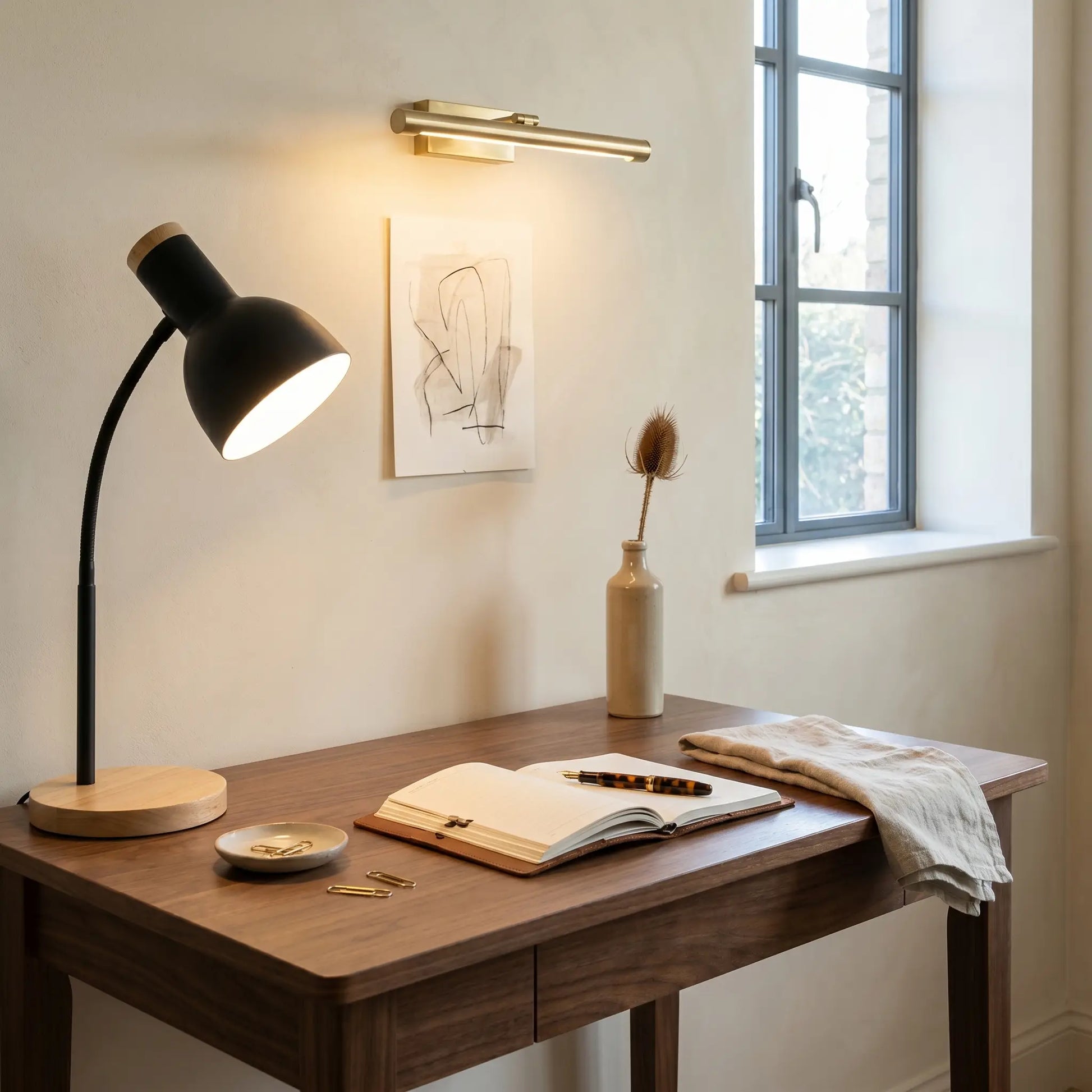 Lifestyle scene — Metal Flexible Gooseneck Plug-In LED Desk Lamp