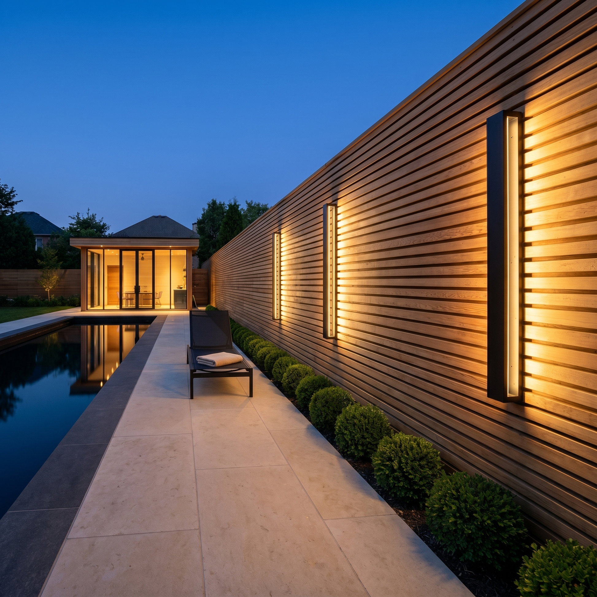 Lifestyle scene — Aluminum Black Linear 2-Light LED Outdoor Waterproof Wall Sconce