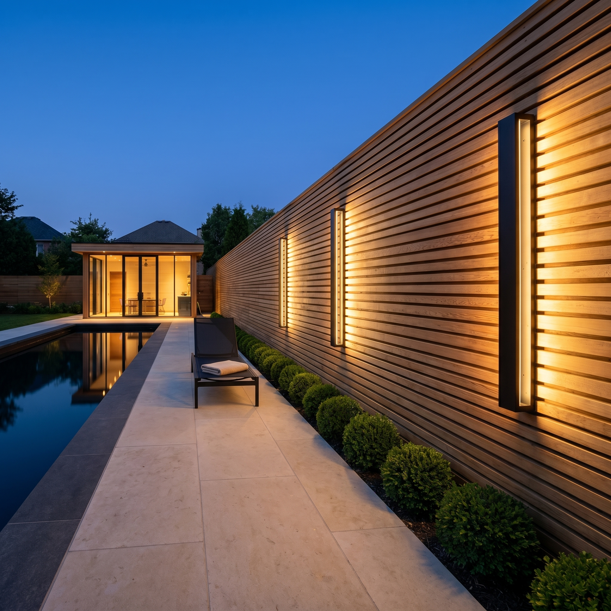 Lifestyle scene — Aluminum Black Linear 2-Light LED Outdoor Waterproof Wall Sconce