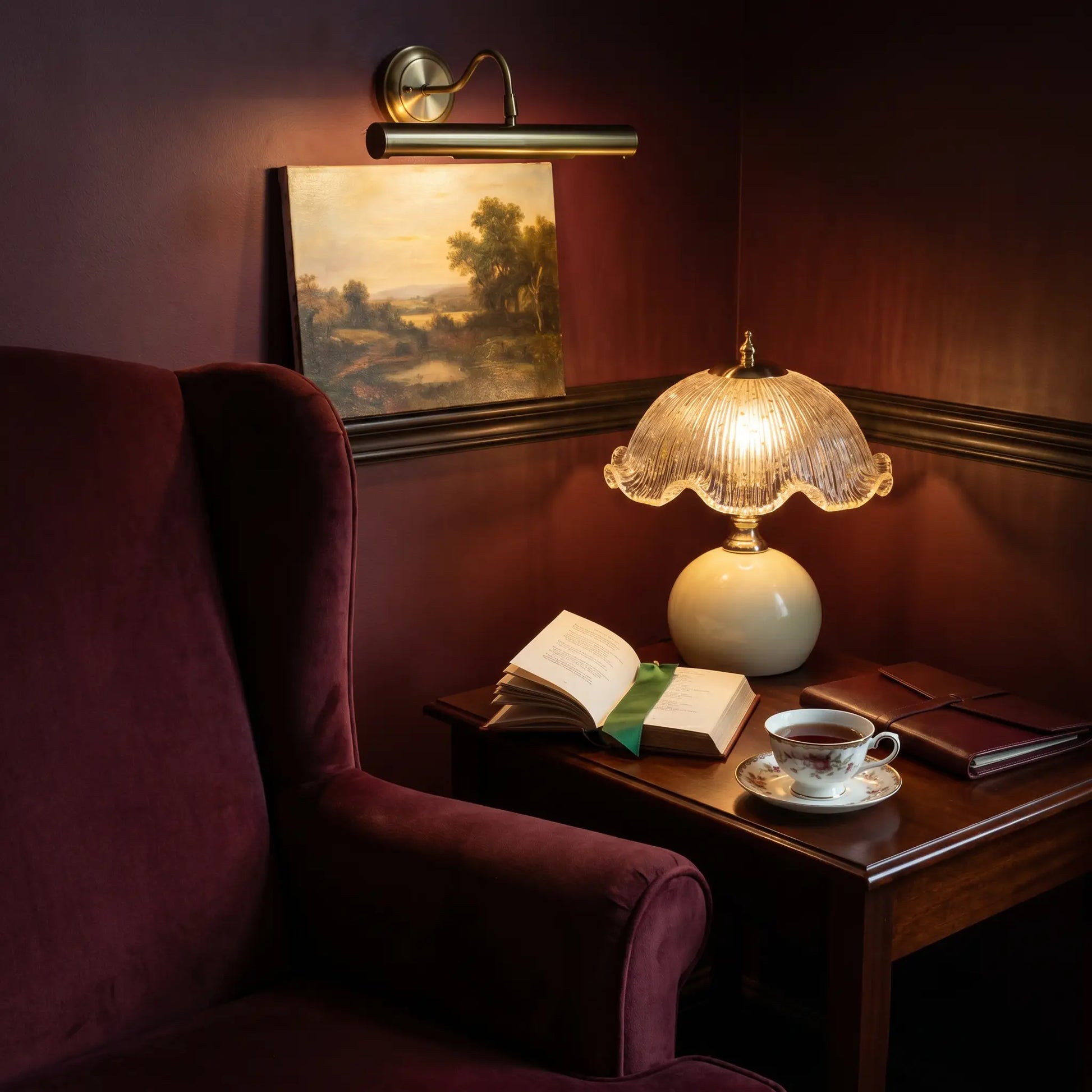 Lifestyle scene — Cream Iron Plug-In Ambient Atmosphere Bedside Lamp