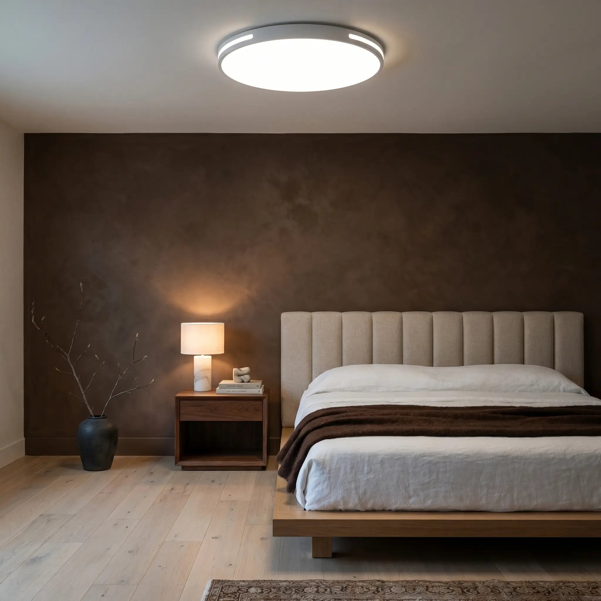 Lifestyle scene — Minimalist Modern White PVC Iron Voice Control LED Ceiling Light
