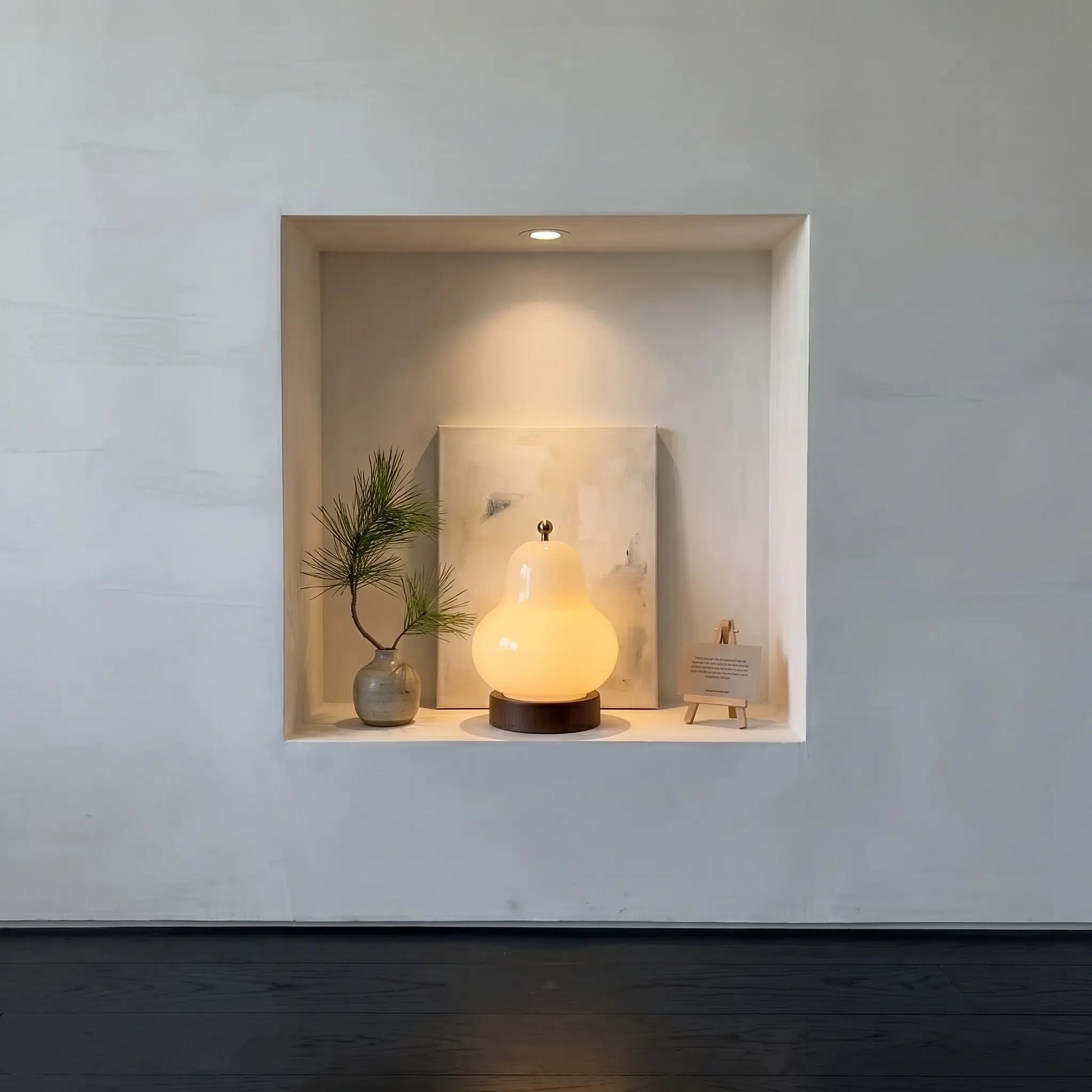 Lifestyle scene — Cream Glass Pear-Shaped Three-Color Adjustable LED Bedside Lamp