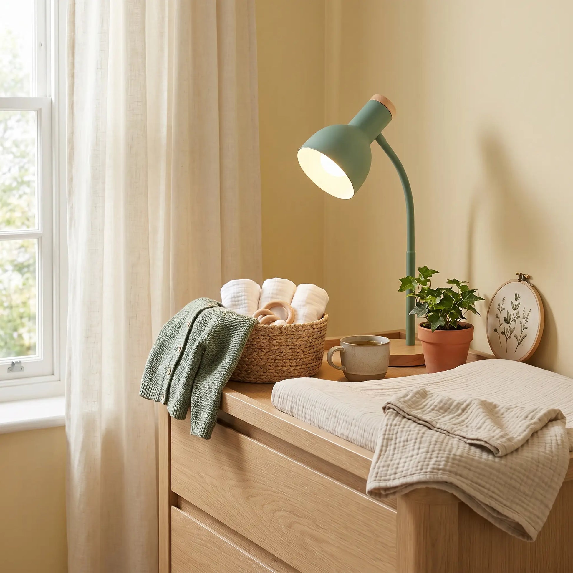 Lifestyle scene — Metal Flexible Gooseneck Plug-In LED Desk Lamp