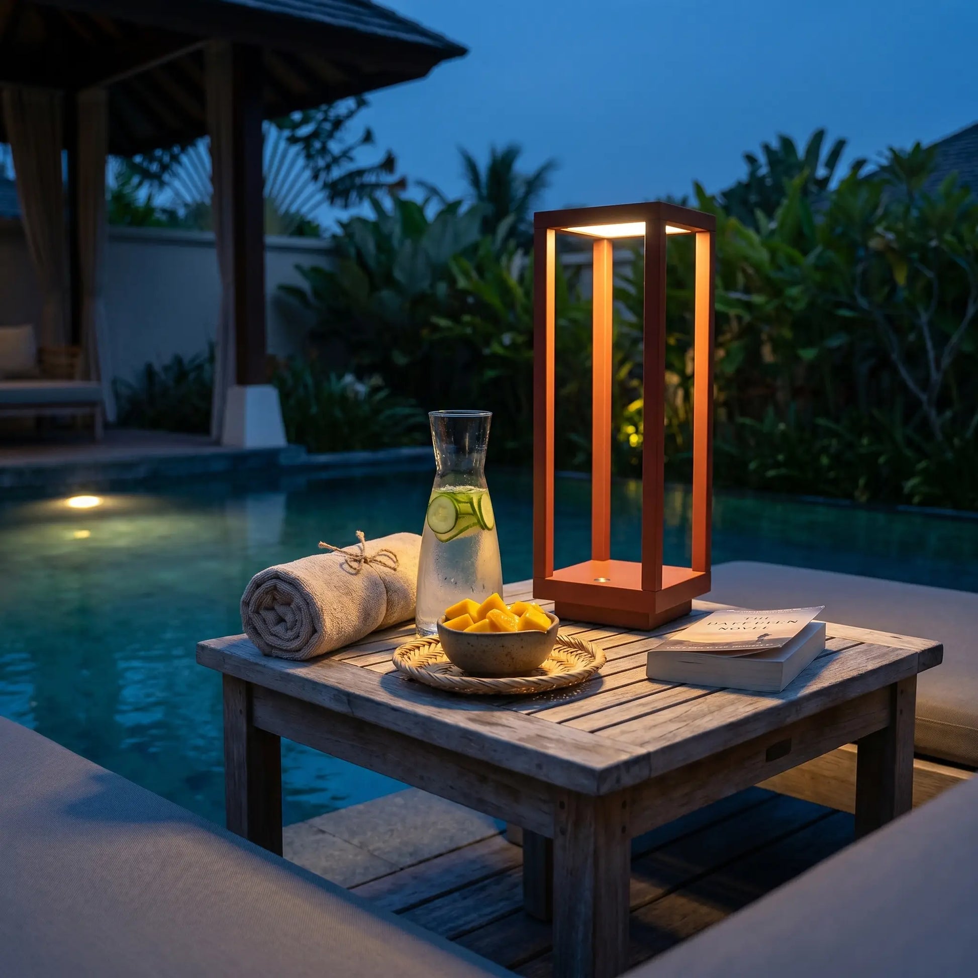 Lifestyle scene — Metal White Square Pillar Touch-Control Adjustable Color Temperature Table Lamp