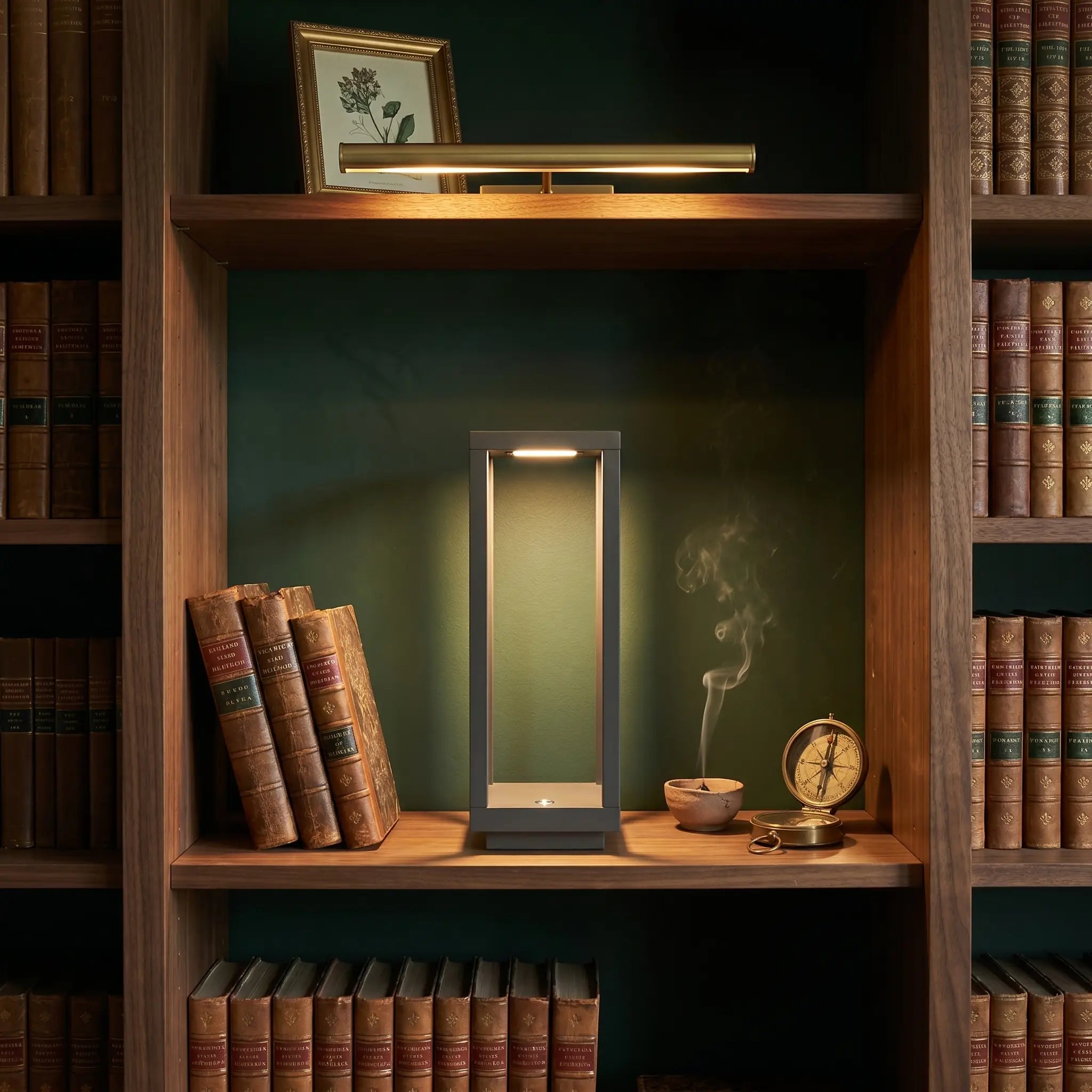 Lifestyle scene — Metal White Square Pillar Touch-Control Adjustable Color Temperature Table Lamp