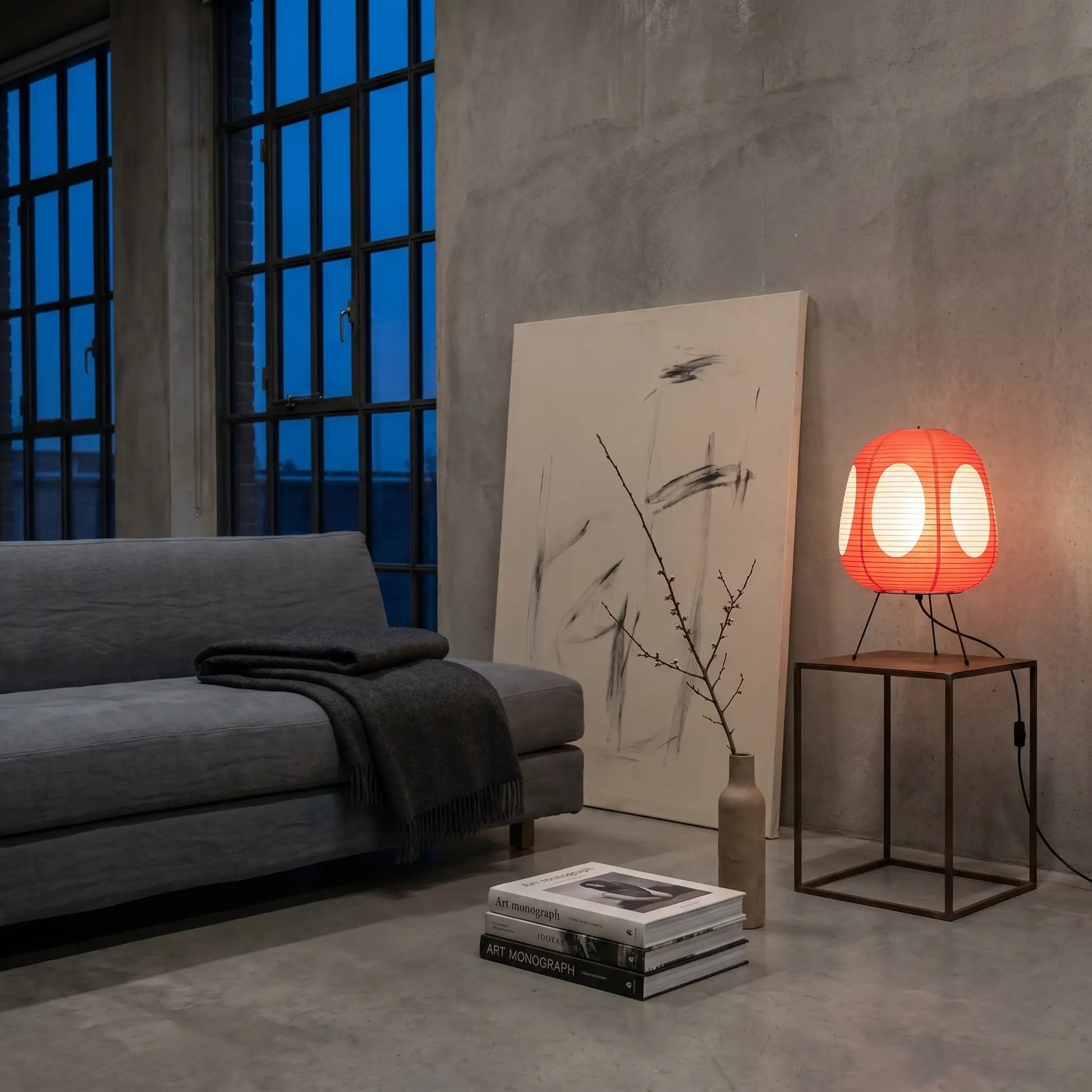 Lifestyle scene — Washi Paper Square Manual Control E27 Socket Table Lamp
