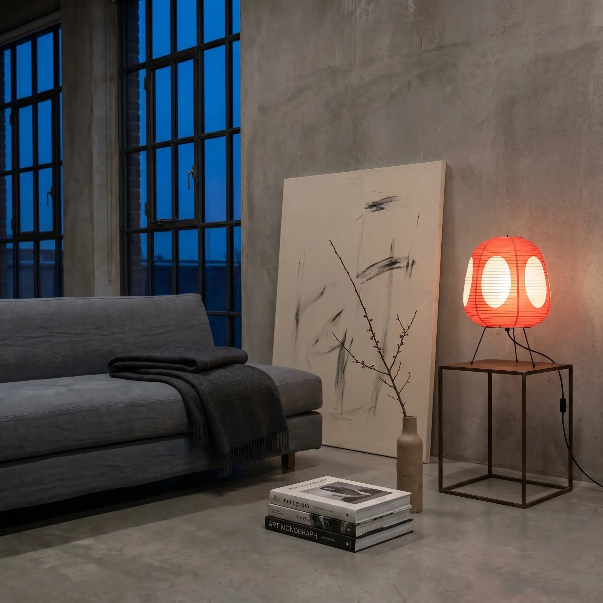 Lifestyle scene — Washi Paper Square Manual Control E27 Socket Table Lamp