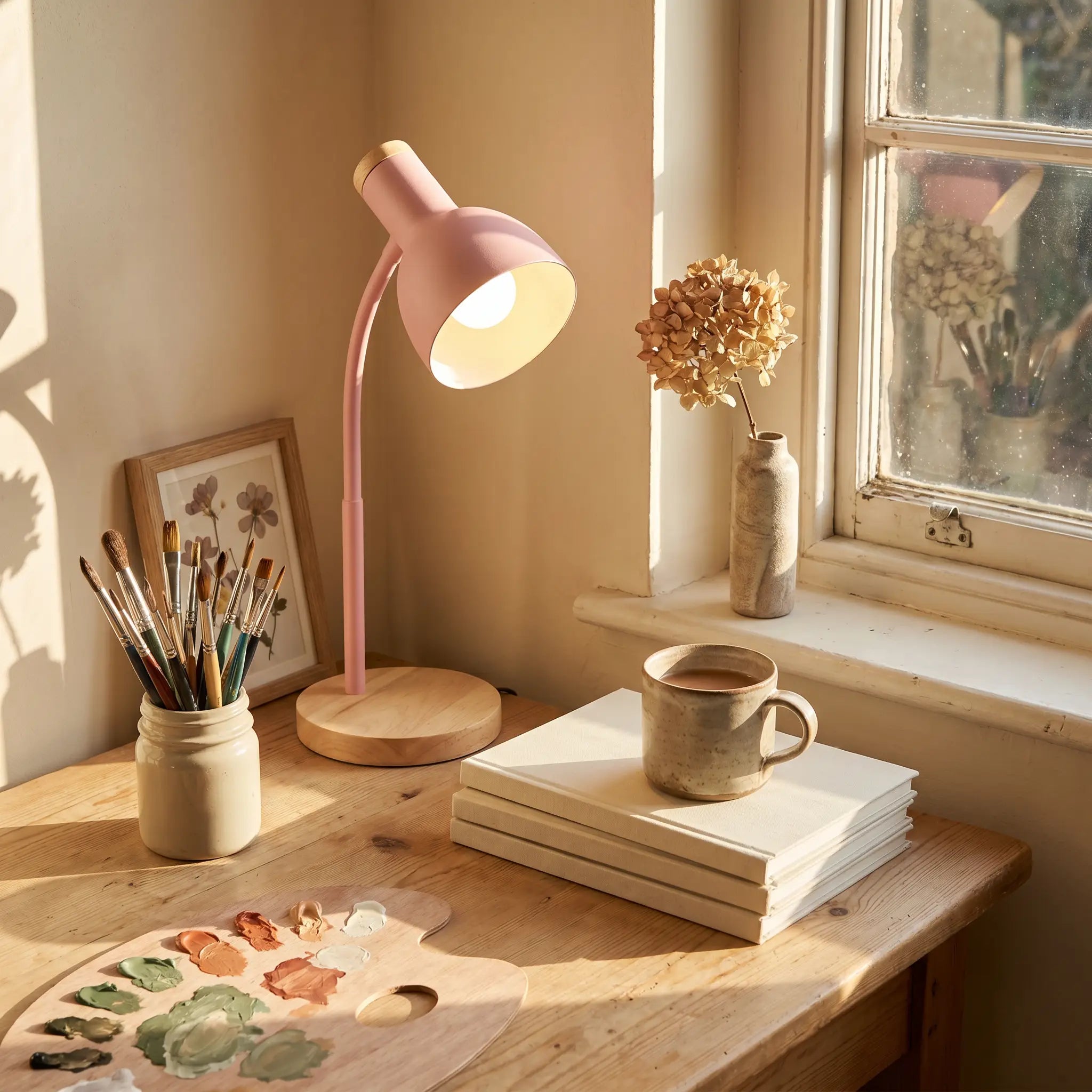 Lifestyle scene — Metal Flexible Gooseneck Plug-In LED Desk Lamp