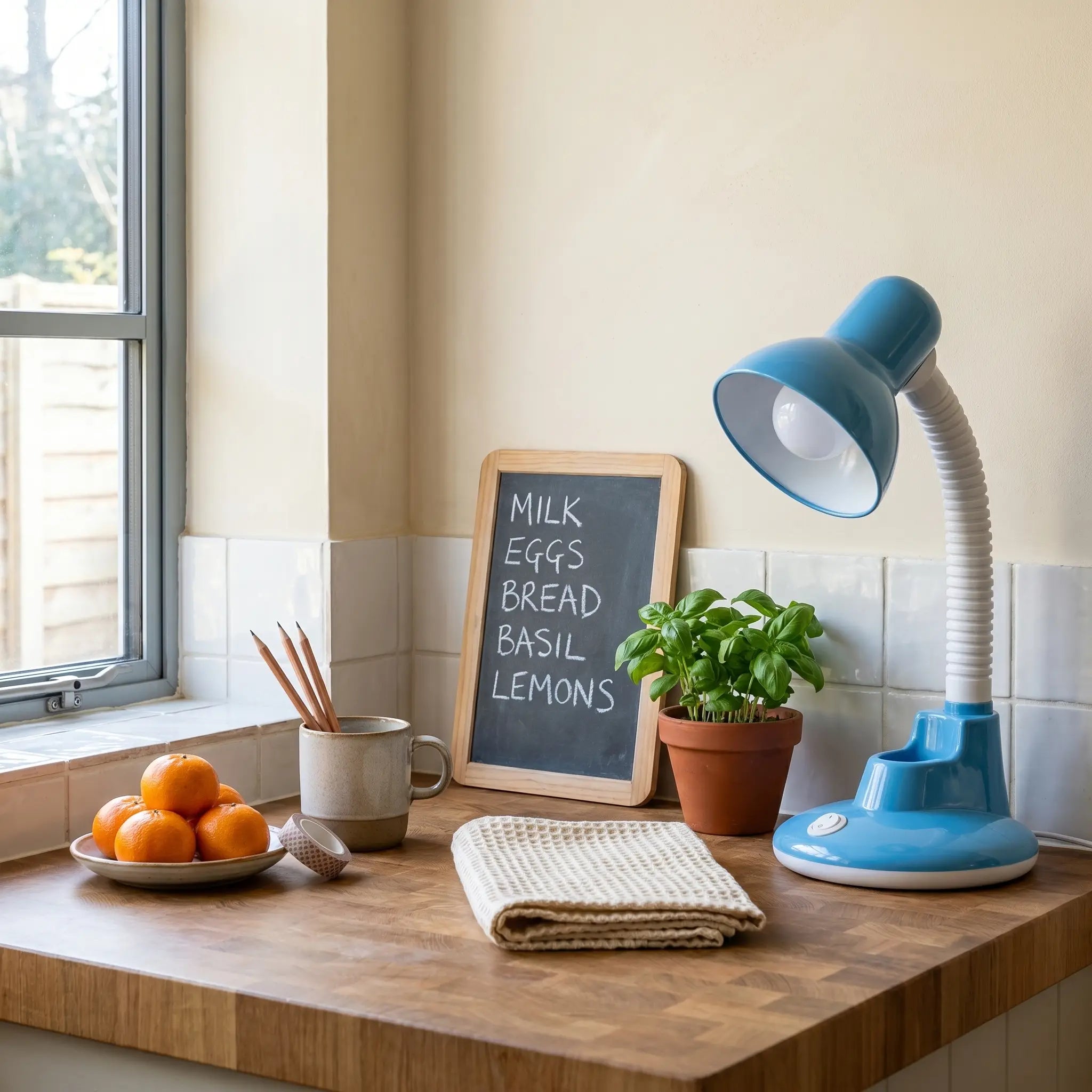 Lifestyle scene — Plastic Adjustable Tri-Color Temperature E27 Plug-In Desk Lamp