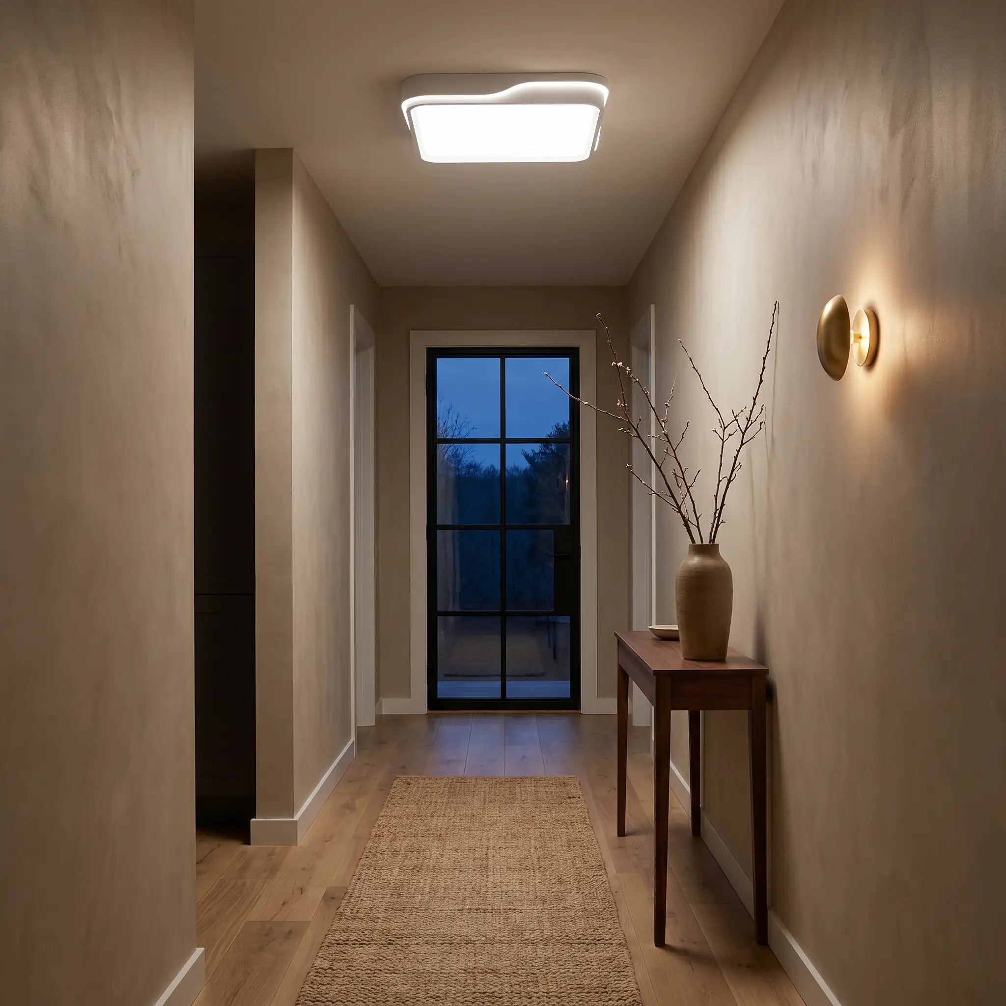 Lifestyle scene — Modern Minimalist PVC Iron Full-Spectrum Stepless Dimming Rectangular LED Ceilin