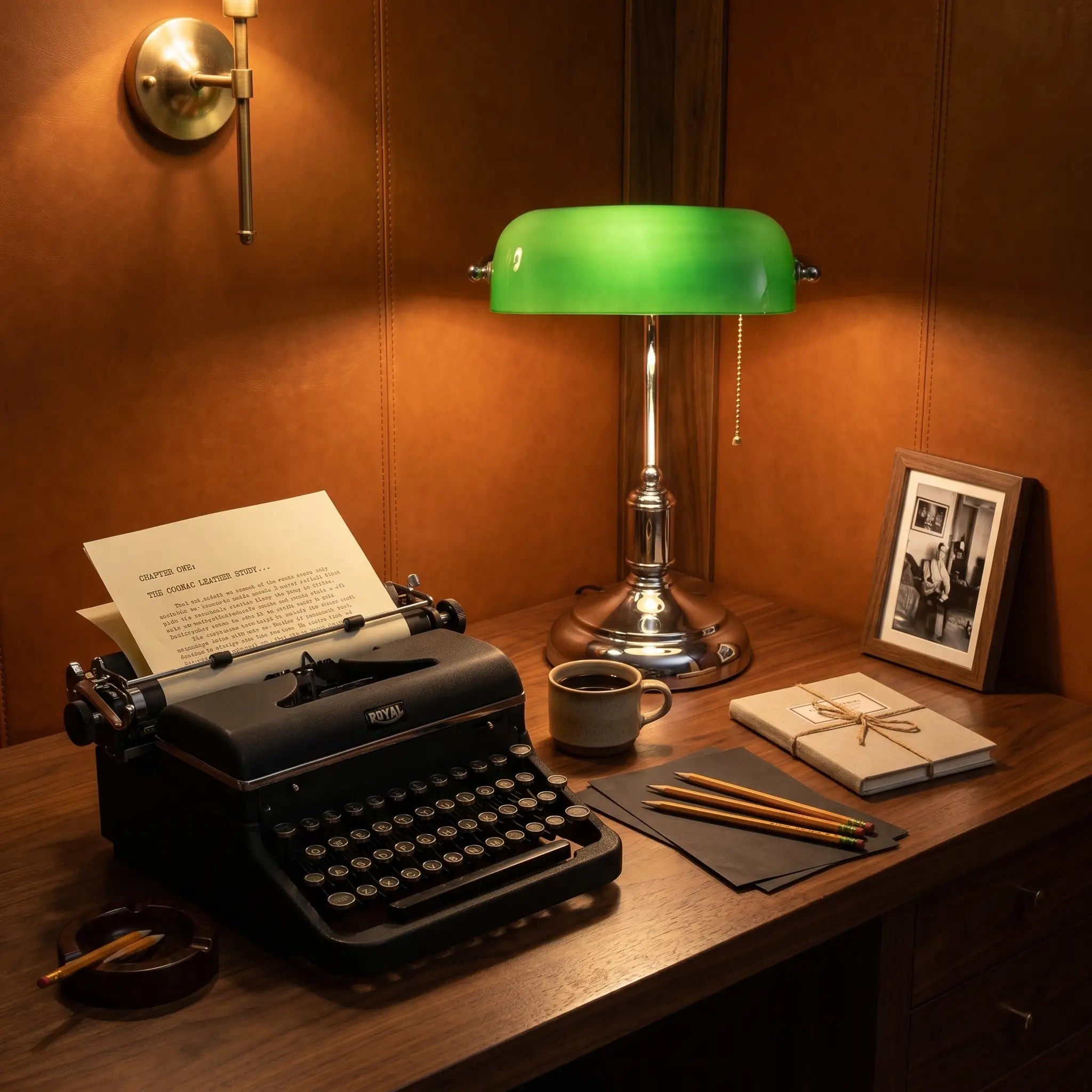 Lifestyle scene — Hand-Blown Green Glass Curved Adjustable 1-Light Table Lamp