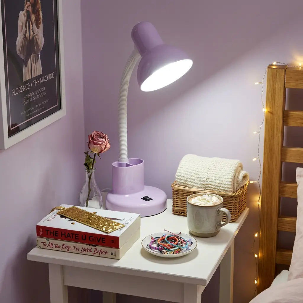 Lifestyle scene — Plastic Adjustable Tri-Color Temperature E27 Plug-In Desk Lamp
