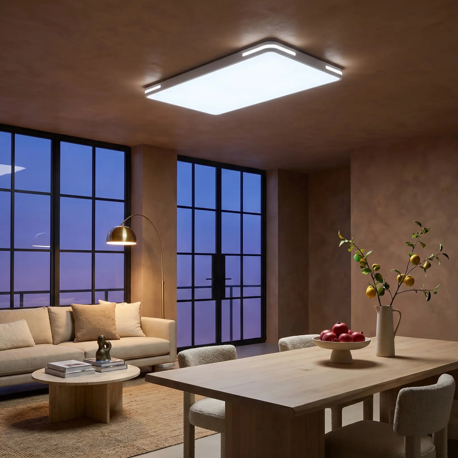 Lifestyle scene — Minimalist Modern White PVC Iron Voice Control LED Ceiling Light